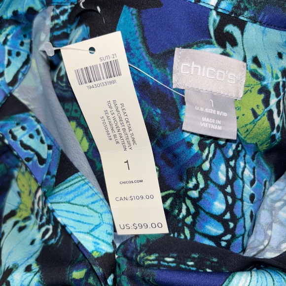 Chico’s NWT Long Line Button Down Blouse Tunic Size M (1) - Picture 4 of 5